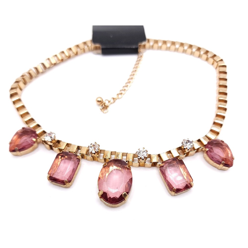 Maren Elena Pink Stone Statement Necklace NWT